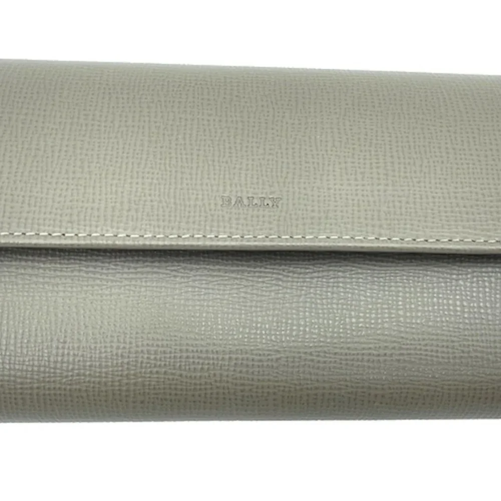 Bally Women's Gray Pebbled Miensa Leather long bifold flap wallet NWT. - Picture 11 of 14
